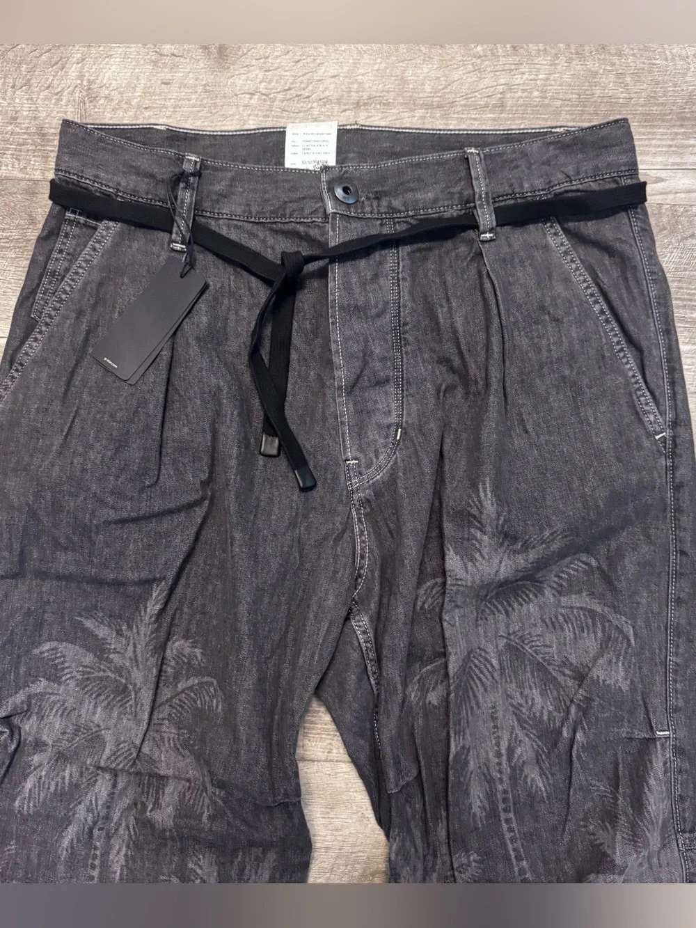 G Star Raw Palm Pleated Denim Pants Gray Wash NWT Button Fly Mens 35x30